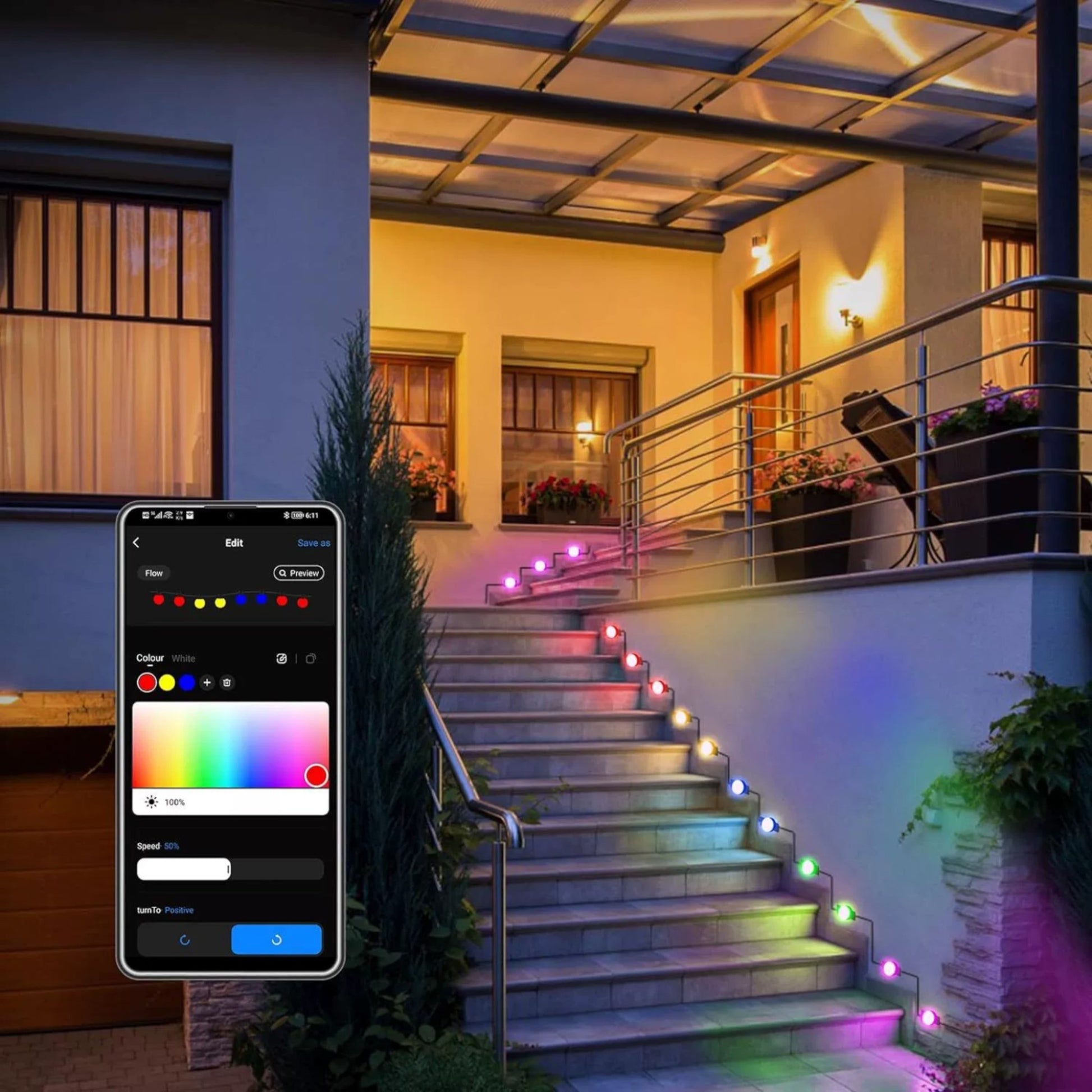 Smart Outdoor String Lights - Weatherproof & App-Controlled for stairs