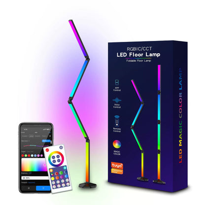 Smart RGB LED folding floor lamp with 16 million colors and voice control