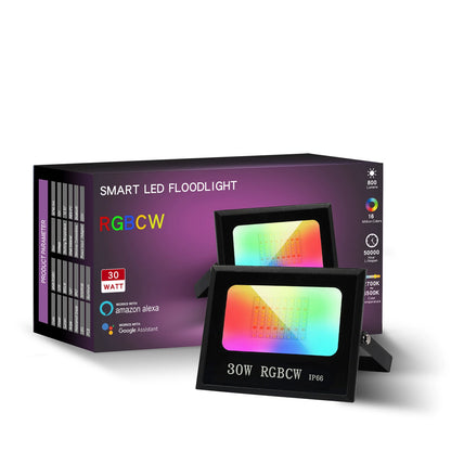 Smart BLE RGB Flood Light - 16M Colors, Weatherproof for Outdoor Use